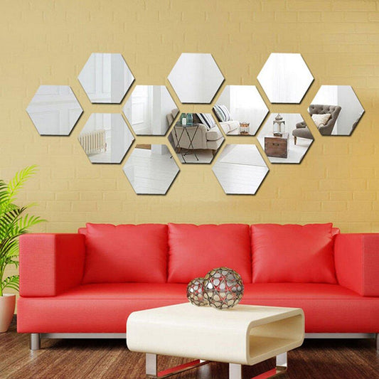 Self Adhesive DIY 3D Mirror Wall Sticker Hexagon Home Decor Mirror Decor Stickers Art Wall Decoration Stickers