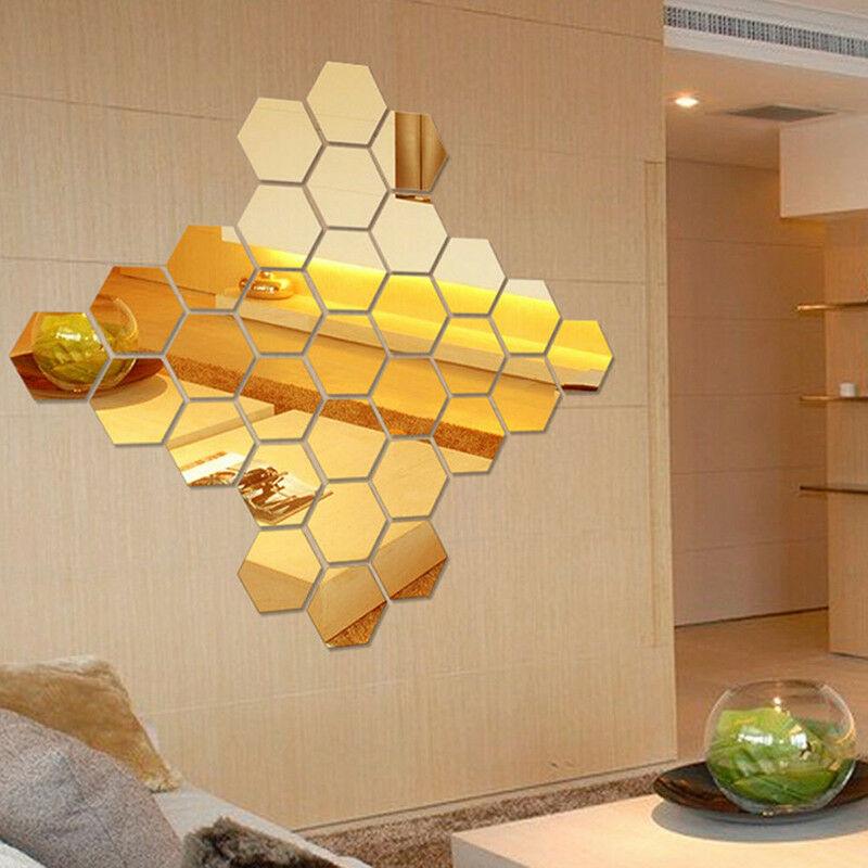 Self Adhesive DIY 3D Mirror Wall Sticker Hexagon Home Decor Mirror Decor Stickers Art Wall Decoration Stickers