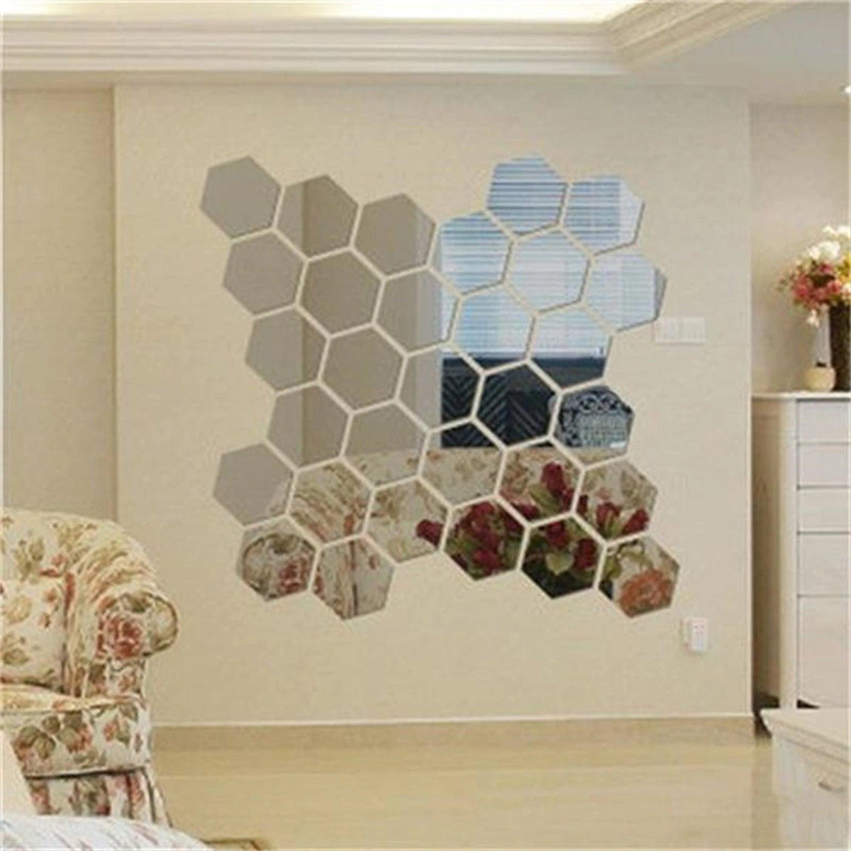 Self Adhesive DIY 3D Mirror Wall Sticker Hexagon Home Decor Mirror Decor Stickers Art Wall Decoration Stickers