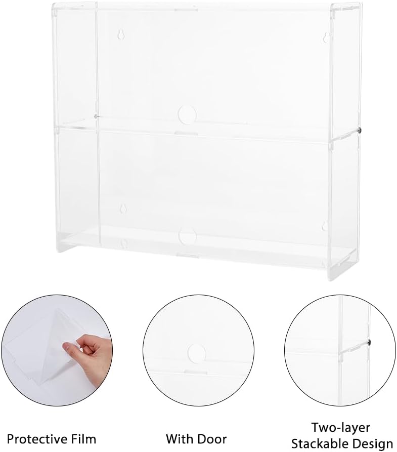 Acrylic Display Case 2 Tier Transparent Display Case for Funko Pop Figures Storage Box Cabinet Organiser for Collections Presentation Holder 30.5 x 9.5 x 26.5 cm