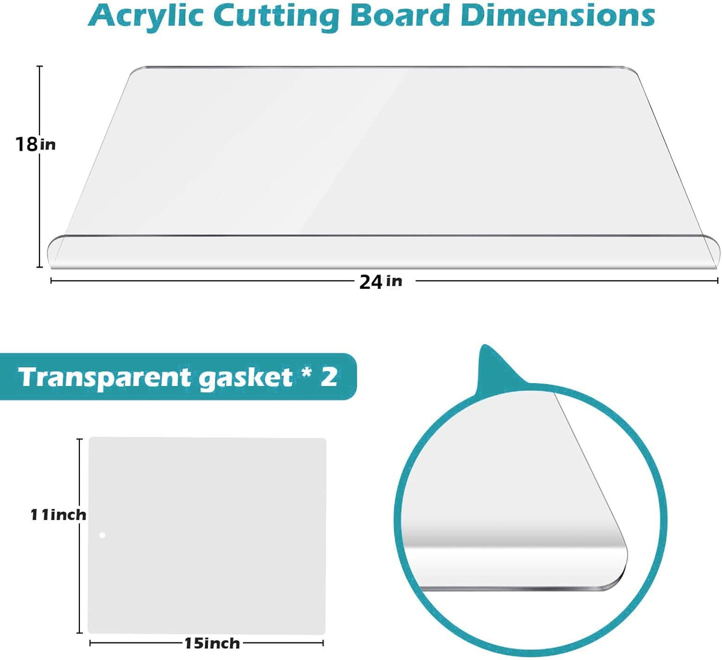 Acrylic Cutting Boards For Kitchen Counter,Clear Chopping Board Non Slip Cutting Boards For Kitchen Cutting Board With Lip For Counter Countertop Protector Home Restaurant (Size : 24 X 18 Ins)