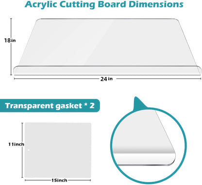 Acrylic Cutting Boards For Kitchen Counter,Clear Chopping Board Non Slip Cutting Boards For Kitchen Cutting Board With Lip For Counter Countertop Protector Home Restaurant (Size : 24 X 18 Ins)