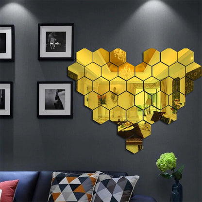 Self Adhesive DIY 3D Mirror Wall Sticker Hexagon Home Decor Mirror Decor Stickers Art Wall Decoration Stickers