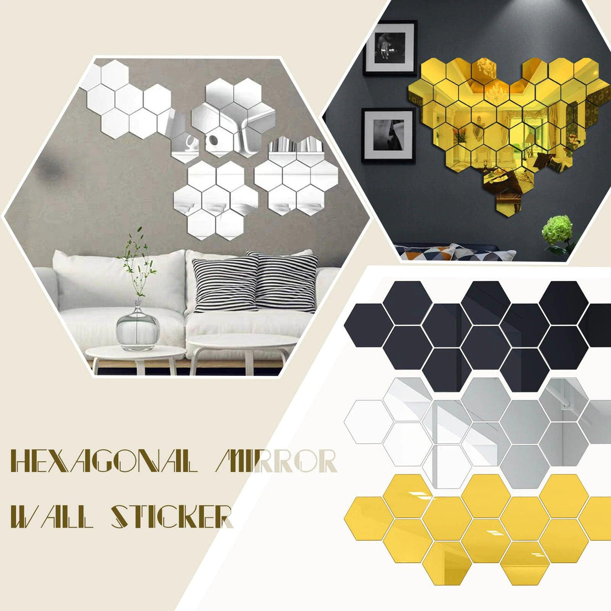 Self Adhesive DIY 3D Mirror Wall Sticker Hexagon Home Decor Mirror Decor Stickers Art Wall Decoration Stickers